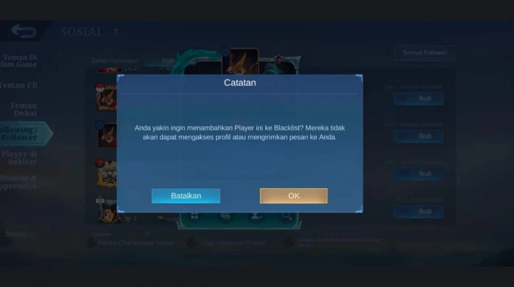 cara blacklist ML
